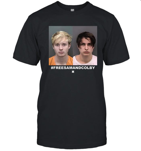 Free Sam and Colby Mugshot Black Tee