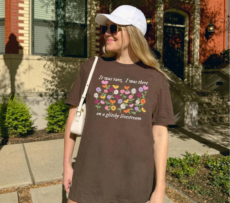 ON A GLITCHY LIVESTREAM Vintage Eras Piano Flower TshirtSweatshirtHoodie, Vintage Flowers Sweatshirt, Dark chocolate Suprised Song Tshirt