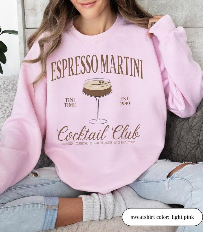 Espresso Martini Sweatshirt, Tini Time Sweatshirt, Retro Cocktail Club Sweatshirt, Funny Social Club Crewneck, More Espresso Less Depresso Sweatshirt,