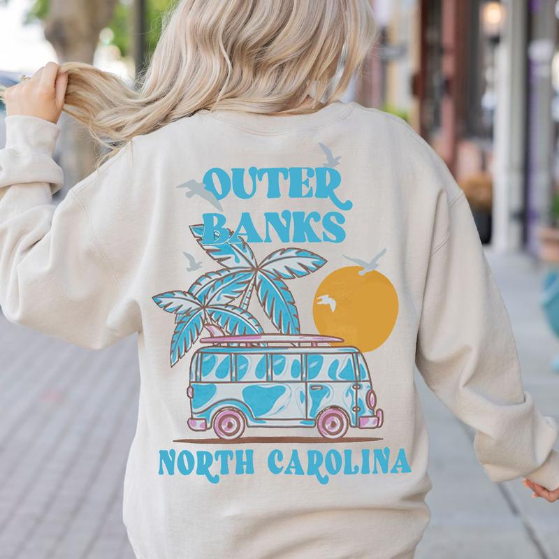 Outer Banks North Carolina Sweatshirt (Only On Back) Season 4- OBX Merch , Apparel For Men And Women, Gift For Movies Lovers Fabric Womenswear