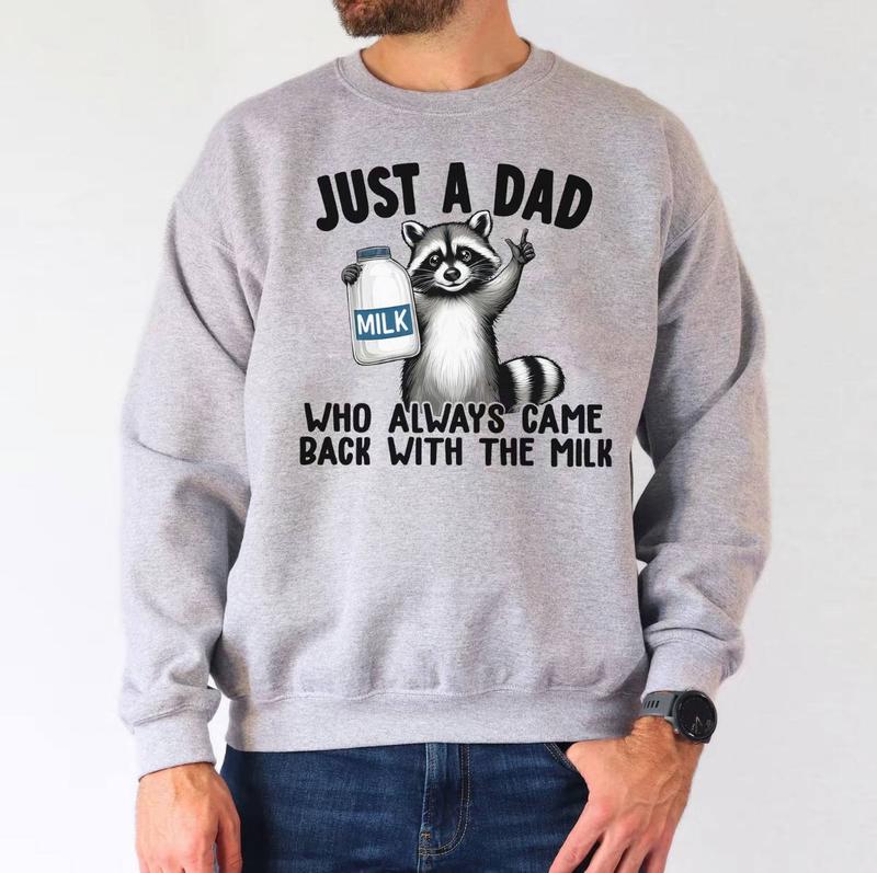 Just A Dad Who Always Came Back With The Milk Shirt, Raccoon Dad Shirt, Fathers Day Gift, Cool Dad Shirt, Cotton Tee, Viral Shirt, Trending Tee, Merch