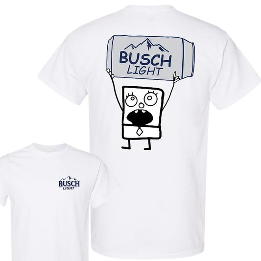 Busch Light Beer Doodlebob T-shirt, Doodlebob Shirt, Busch Light Beer Shirt, Double Sided Graphic Printed Unisex Classic Comfort Cotton T-Shirts in al