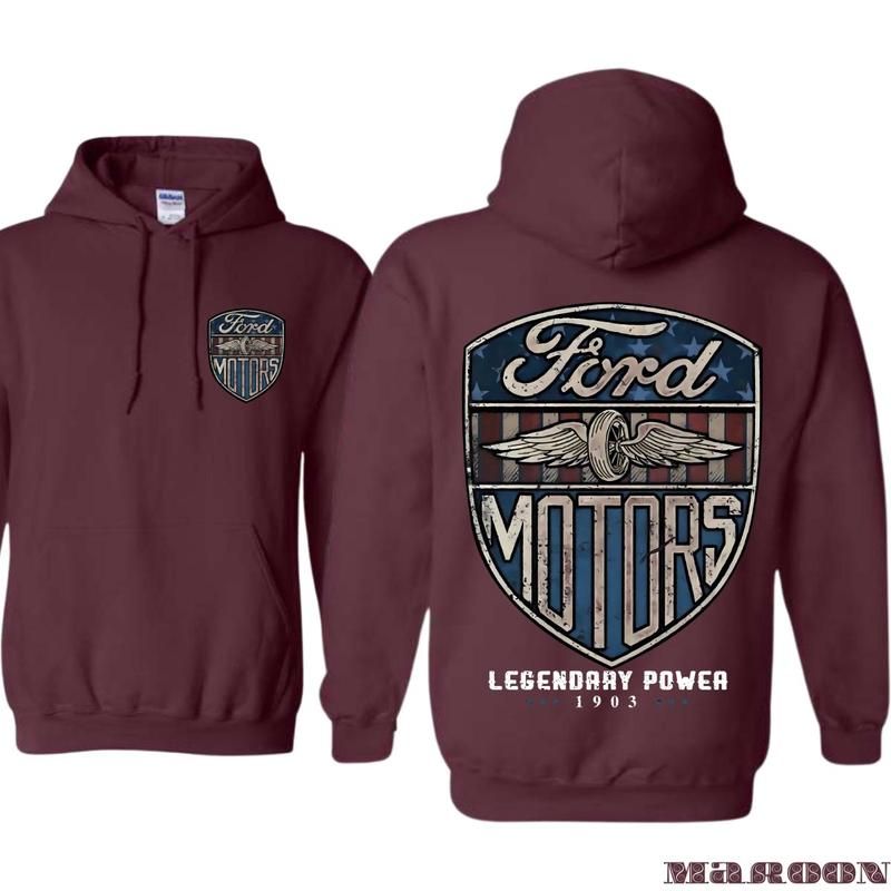 Ford T-shirt With Legendary Power Hoodie, Unisex Clothing Choices, Choose Your Color, Styles For Every Taste, Classic Cotton, Menswear Unisex