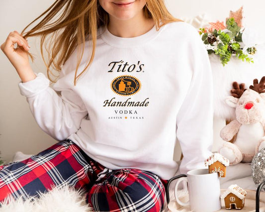 Tito Unisex Crewneck Sweatshirt, TITO'S Handmade Vodka Sweater, Tito's Fan Gift Comfort Fabric Womenswear Feminine