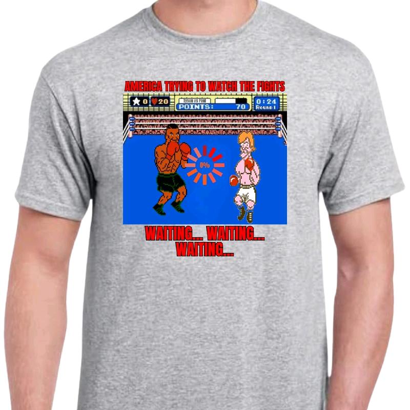 Trying to watch the fights... waiting.... waiting... waiting tshirt. Men's funny T-shirt Cotton Top Menswear casual unisex meme