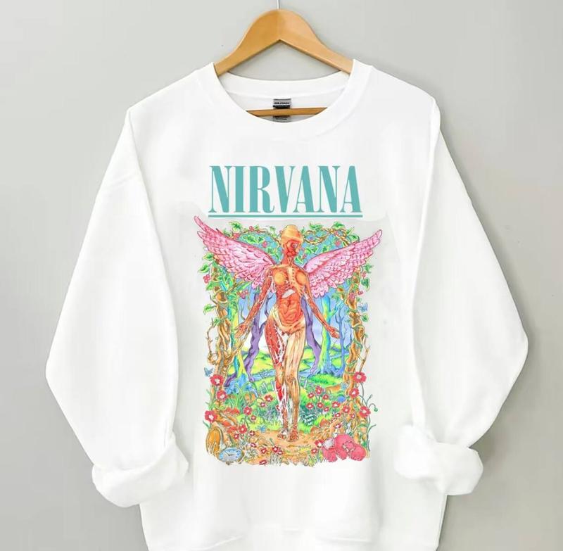 NIRVANA Angel Sweatshirt, Nirvana Band Sweatshirt, Music Lover's Sweatshirt, Gift For Her, 90s T-shirt Vintage Aesthetic, Y2K Clothing, Y2K Fashion, P