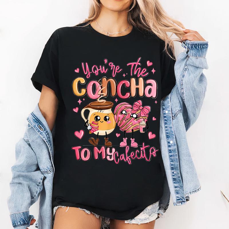 You Are The Concha To My Cafecito Funny Mexican Valentines T-Shirt