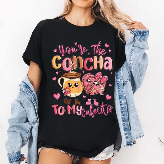 You Are The Concha To My Cafecito Funny Mexican Valentines T-Shirt