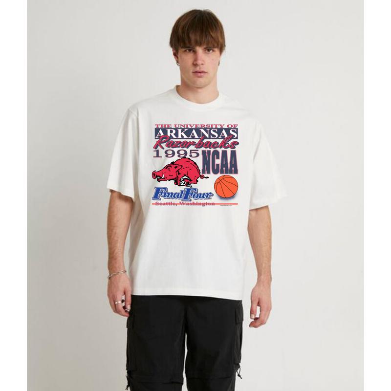 1995 NCAA Final-Four Arkansas Razorbacks Official T-Shirt Casual Classic Clothing Cotton Menswear Top Athletic Short Sleeve Tee Tshirt Underwear Stree