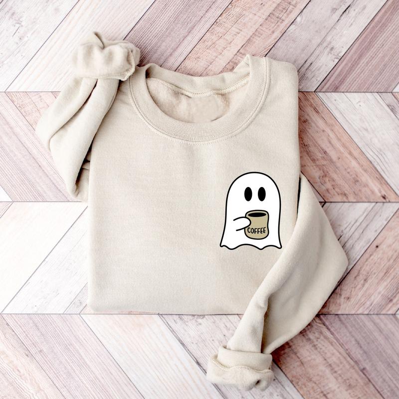 Cute Spooky Coffee Sweatshirt, Cute Ghost Coffee Sweatshirt, Spooky Season, Fall Coffee Lover Shirt, Halloween Party Shirt, Fall Graphic Shirt, Coffee Season, Halloween gifts