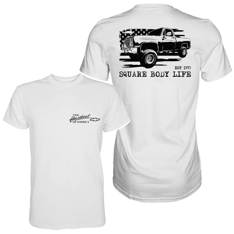 Vintage Vibe Chevy Silverado 1973 Square Body 2-Sided Graphic Tee Ã¢â‚¬â€œ Old School Cotton Truck Shirt for Men, Classic Chevy Gift men  gifts