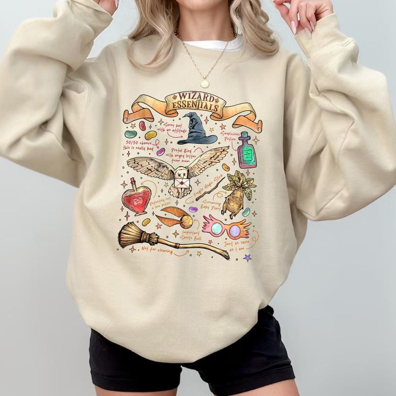 HP Iconic Quotes Unisex Sweatshirt, Hogwarts Hoodie, Harry T-Shirt, Cotton Relaxed Fit Sweaters Pullover potterhead gift