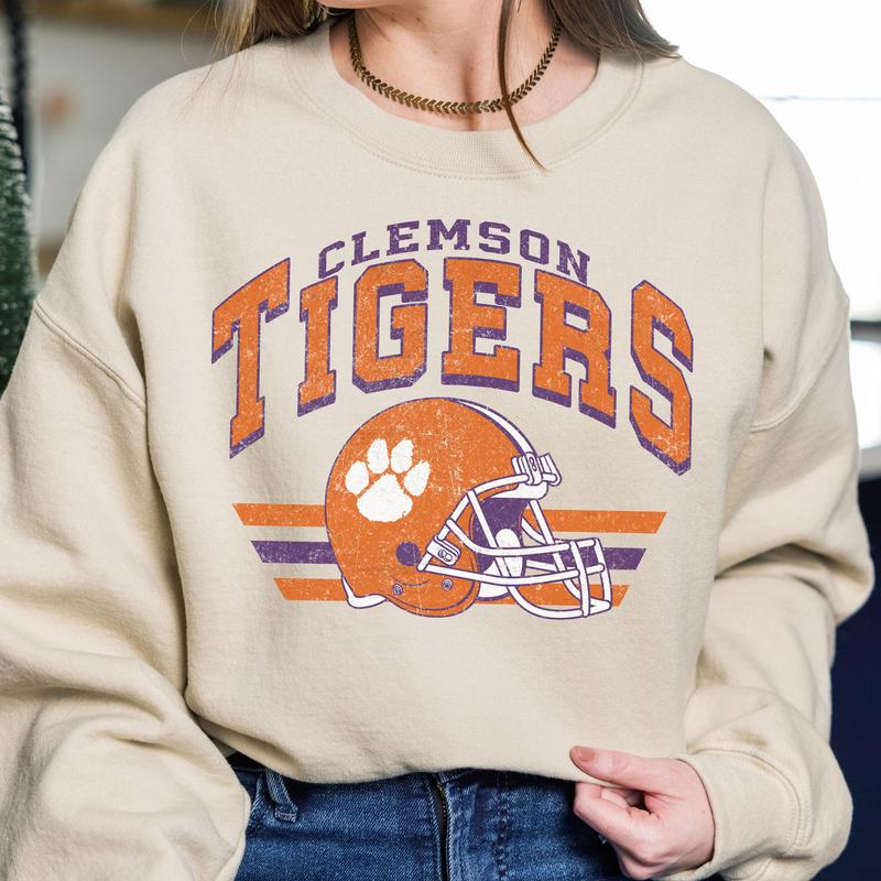 Clemson Tigers Vintage Football NCAA Sweatshirt, Vintage Clemson University Sweatshirt, Unisex Vintage Sweatshirt NCAA, Classic Sport Sweatshirt, Gift