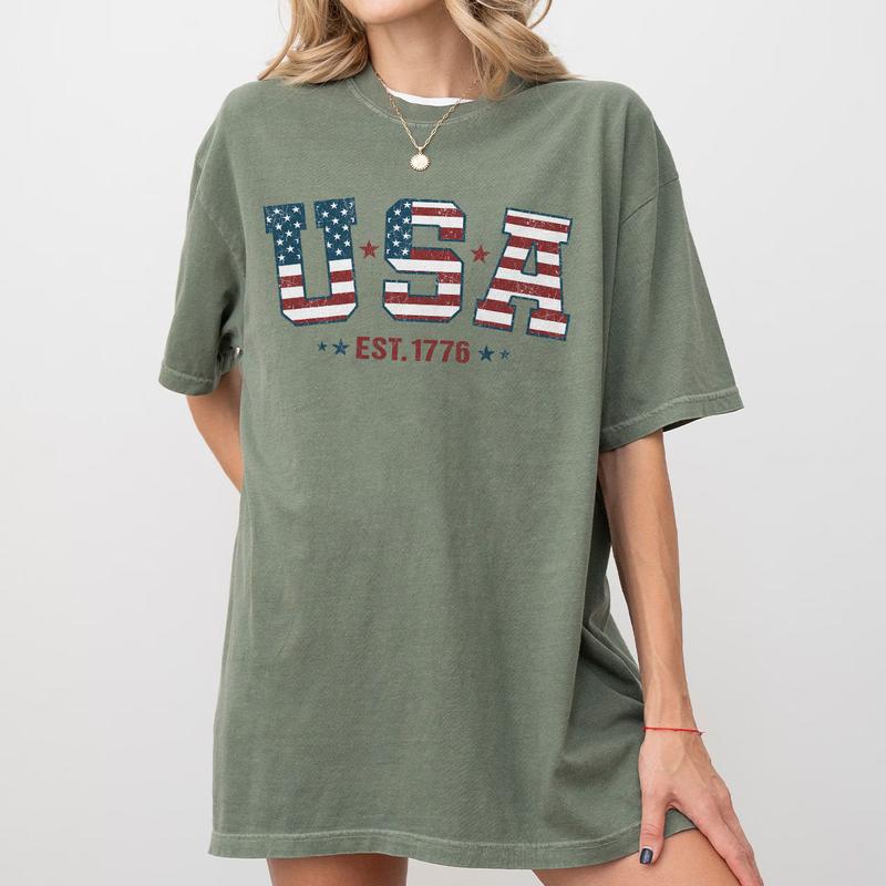 Retro USA Est 1776 Shirt, America T-Shirt, Retro USA T-shirt, 4th of July, 4th of July T-Shirt, Shirt For Women, Gift For Independence Day, Freedom Sh