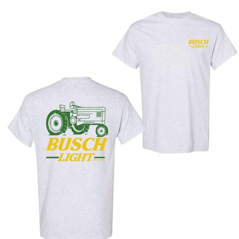 Busch Light Tractor 2-Sided T-Shirt, Labor Day, Casual Graphic Round Neck T-shirt for Summer, Beer Party Summer Shirt, Fashion Top for Daily Wear, T s