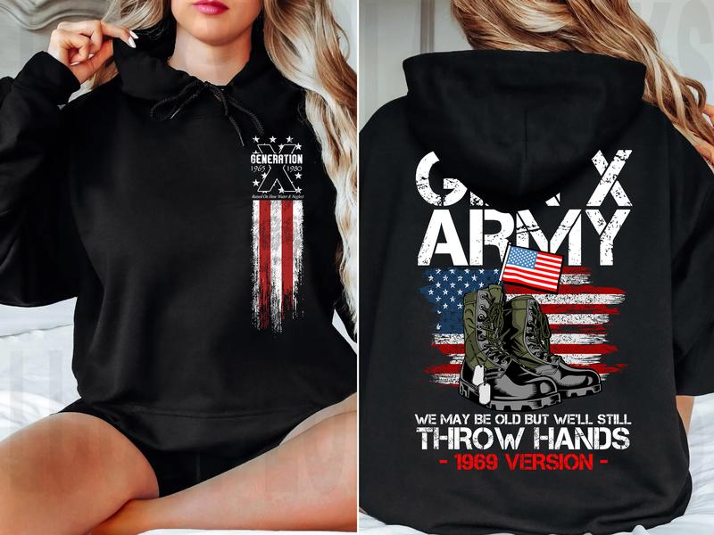 (HOODIE) Gen X customized Gen X army Hoodie, Customize Gen X TShirt Raised On Hose Water And Neglect T-Shirt - Vintage Inspired Funny Saying Sarcasm Quotes Shirt - Fit, Casual
