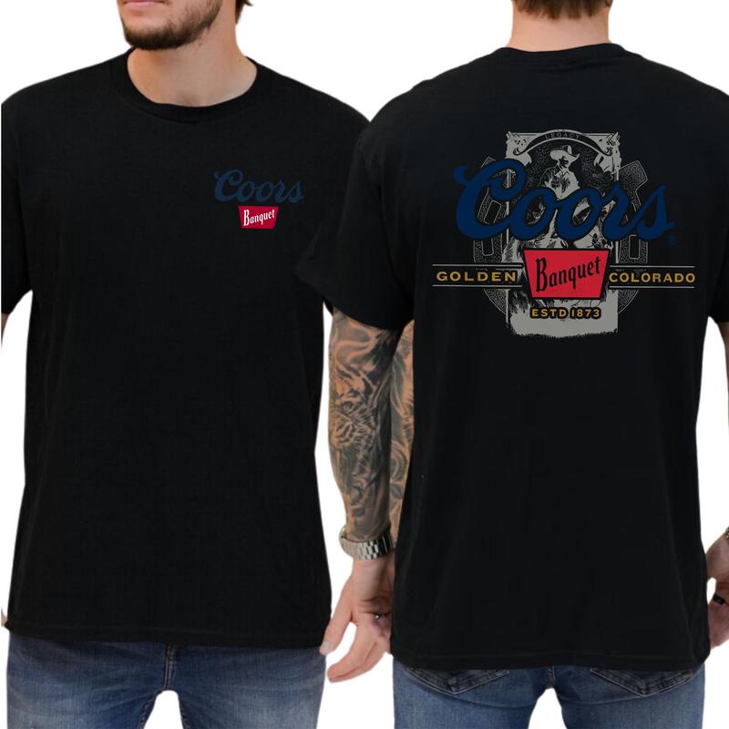 Coors Banquet Beer Graphic Shirt 2 Sides, Gift For Men, Love, Athletic, Casual Menswear, Classic Cotton Top, Drink T-shirt
