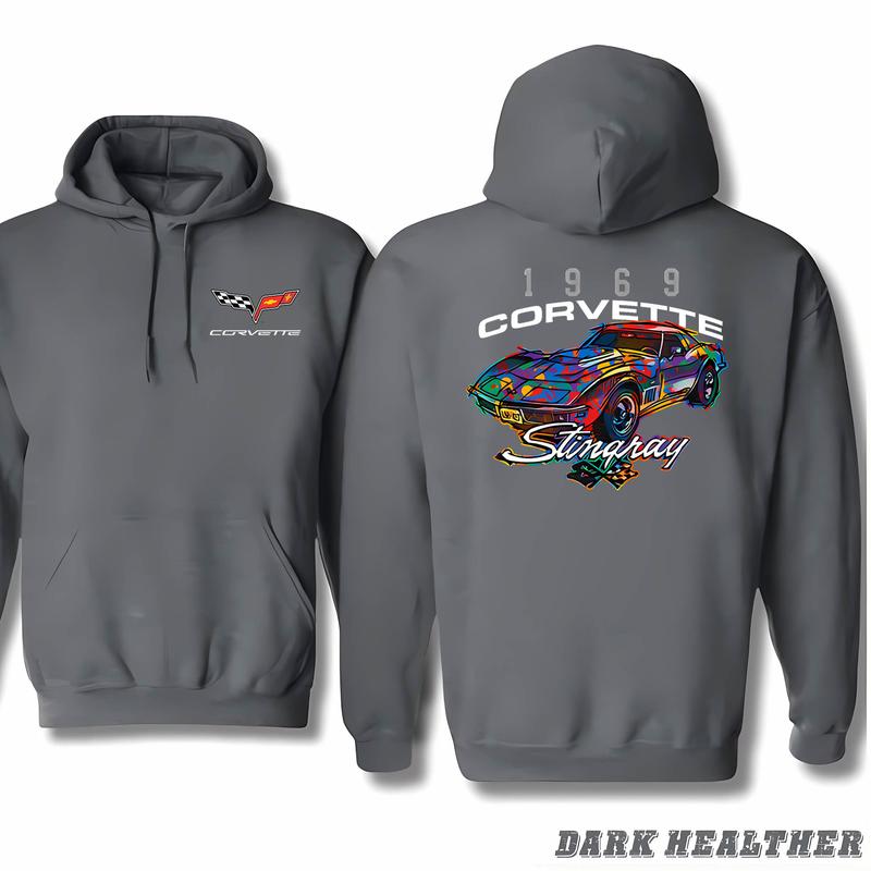 Color Splat Sketch Corvette Hoodie, Trendy Fashion Available, Classic Cotton
