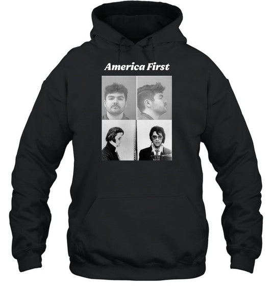 America First Nick Fuentes And Elvis Presley Mugshot Hoodie