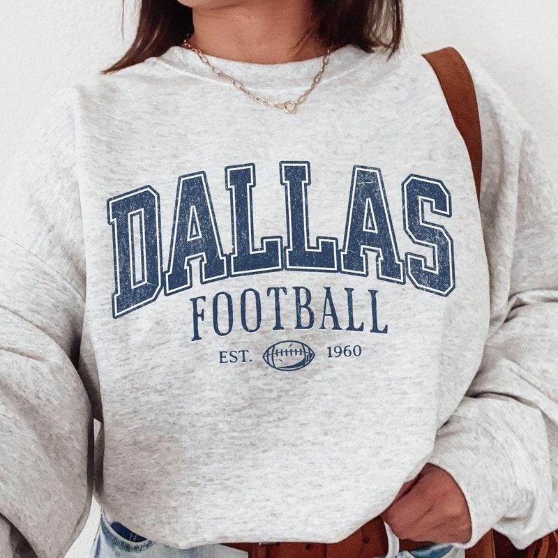 Vintage Dallas Football Sweatshirt | Dallas Texas Crewneck | Game Day Pullover | Football Sunday Shirt | Dallas Fan Gift Casual Round Neck