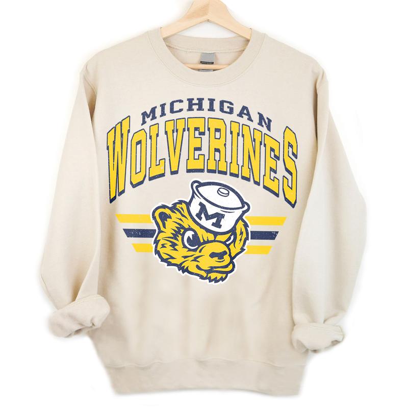 Michigan Wolverines Vintage Football NCAA Sweatshirt - Tshirt - Hoodie, University of Michigan Unisex Football NCAA Shirt, Unisex Vintage NCAA Shirt, Classic Football Shirt, Gifts For Football Fan Sport, Cotton, Sweatshirt, T-Shirt, Hoodie