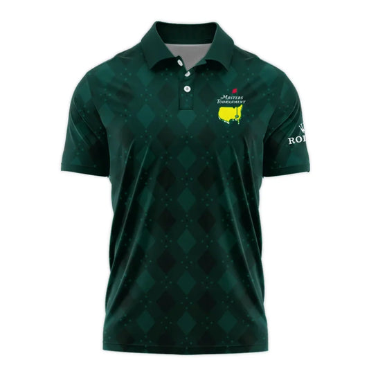 Dark Green Argyle Plaid Pattern Golf Masters Tournament Rolex Polo Shirt Style Classic Polo Shirt Fo