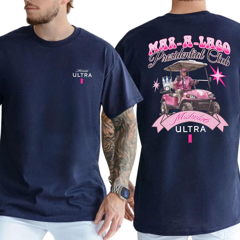 Funny Golf Club Michelob Ultra Beer Pink Printed Graphic Tshirt, Drink Shirt, Drinking T-shirt, Golf Tee, Gift For Men, Love, Athletic, Casual Menswear, Classic Cotton Top, Soft Fabric Shortsleeve Shirt