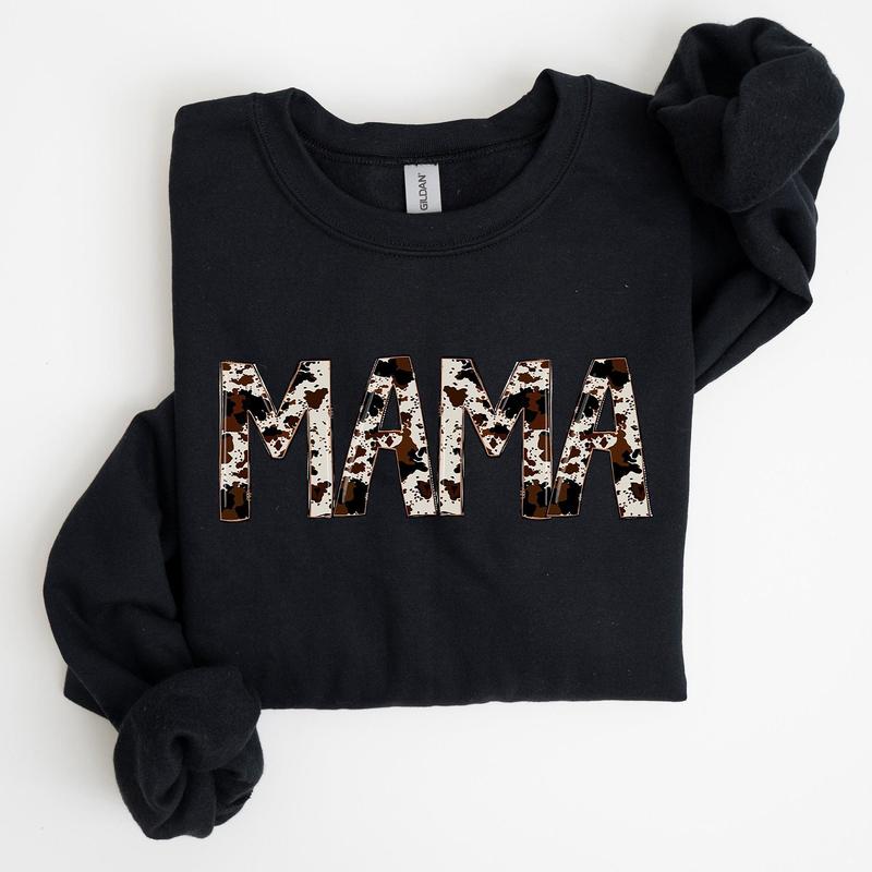 Mama, Cow Print, Mom, Mother's Day Gift Sweatshirt Casual Comfort Womenswear ComfortableÃ‚Â Graphic