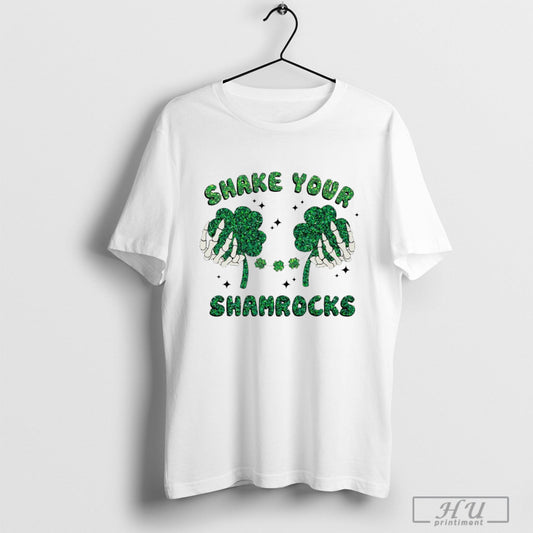 Shake Your Shamrocks Funny Skeleton Hand St Patricks Day T Shirt Sweatshirt