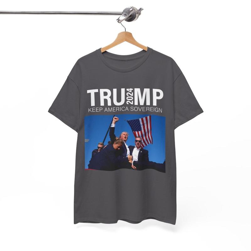 Trump 2024 - Trump Rally Shooter Tshirt - Trump You Missed - Trump Survived - USA Freedom - Donald J. Trump Unisex Heavy Cotton Tee