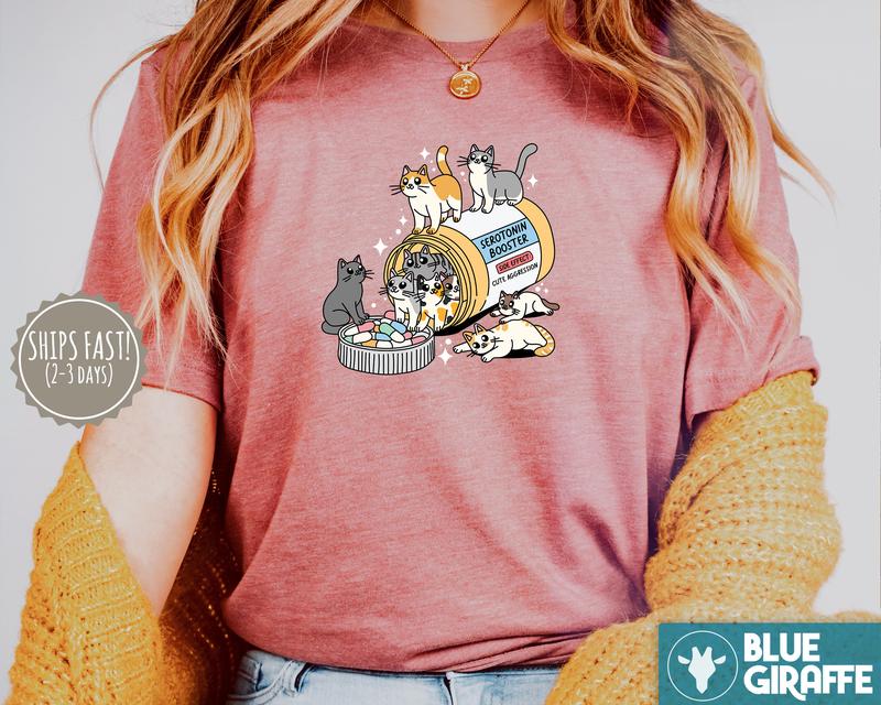 Serotonin Cats T-Shirt, Funny Cat Tee, Cat Lover Graphic Tee