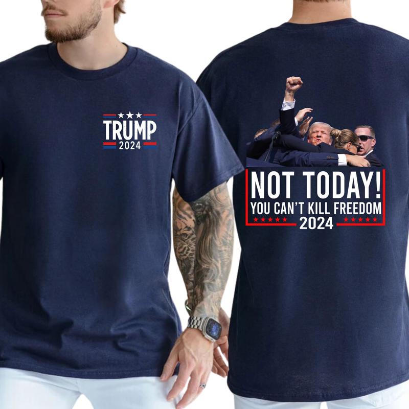 2-Side Trumpppp Shooting Shirt Trummpp Rally Shooting Shirt, Trum Bulletproof 2024, Funny Tee, Gift For Men, Casual Menswear, Classic Cotton Top, Soft