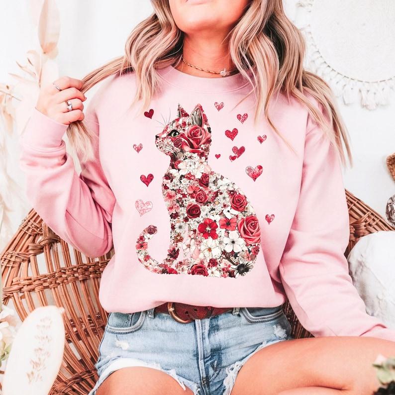Valentine Cat Shirt, Heart Love Cat Valentine Shirt, Trendy Valentine TShirt, Cat Lover Shirt, Cupid Cat Hoodie