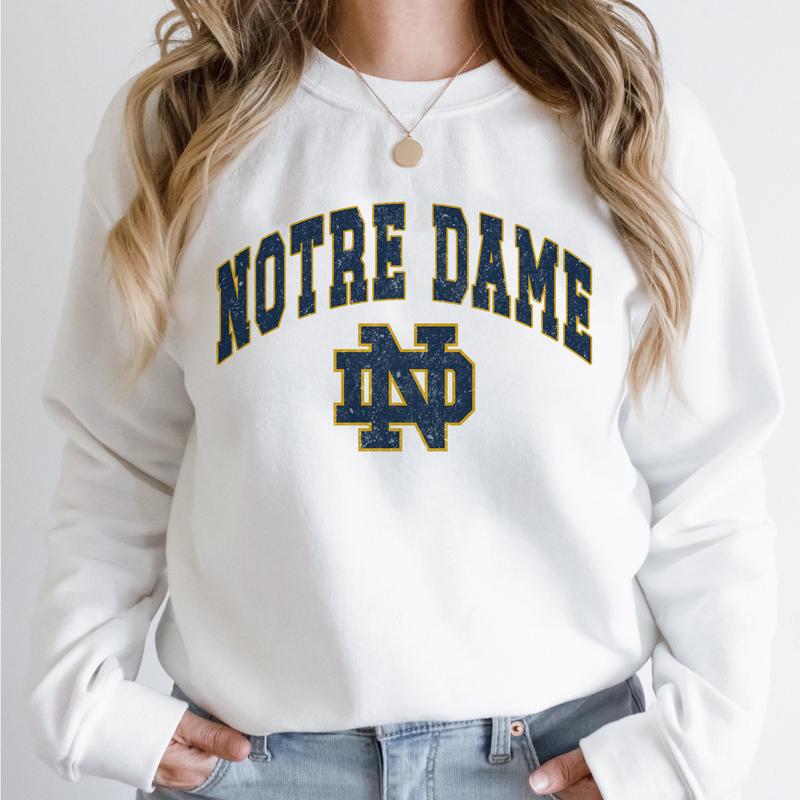 Notre Dame Fighting Irish Vintage Football NCAA Trendy Sweatshirt, University of Notre Dame Unisex Football NCAA Shirt, Gift For Men, Gift For Girls, Crewneck, Cotton, Sweaters, Pullover