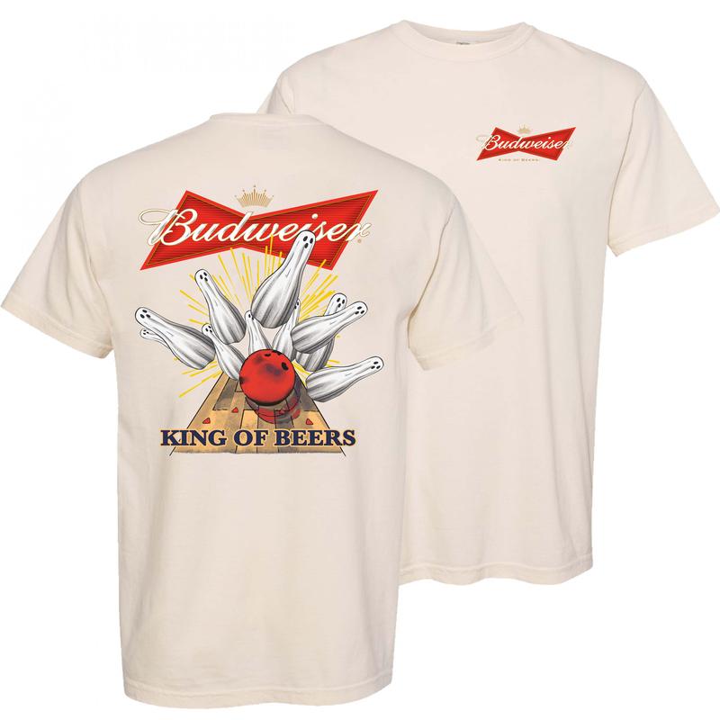 Budweiser Bowling Ghost Strike Beer Unisex T-shirt For Men - For Women, Budweiser Beer Shirt, Halloween Cute Ghost, Beer LoverClassic Cotton Shirt