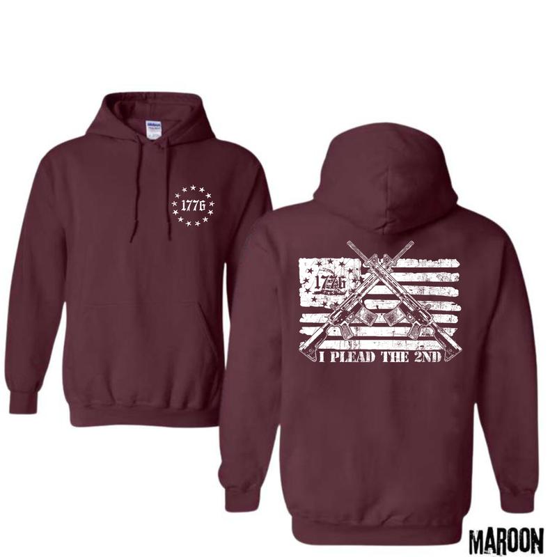 Vintage 1776 I Plead The 2ND Flag USA Hoodie for Men and Women Menswear Classic