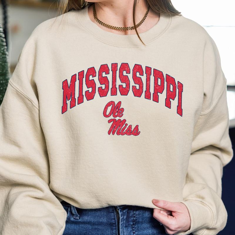 Ole Miss Rebels Vintage Football NCAA Trendy Sweatshirt, University of Mississippi Unisex Football NCAA Shirt, Gift For Men, Gift For Girls, Crewneck, Cotton, Sweaters, Pullover