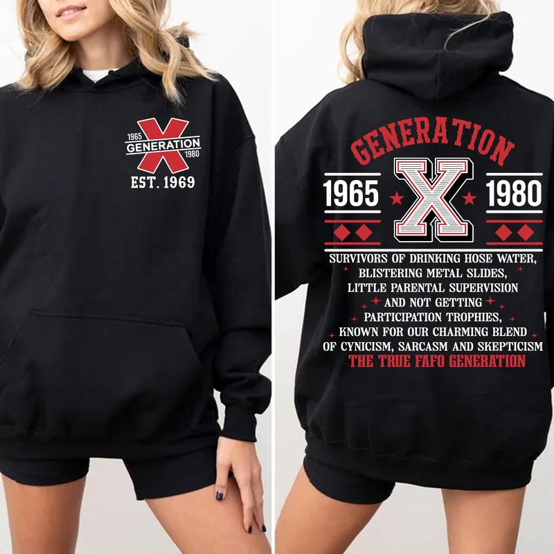 (HOODIE)Gen X customized new version Proud Members Of Gen X New Hoodie, Customize Gen X TShirt Raised On Hose Water And Neglect T-Shirt - Vintage Inspired Funny Saying Sarcasm Quotes Shirt - Fit, Casual