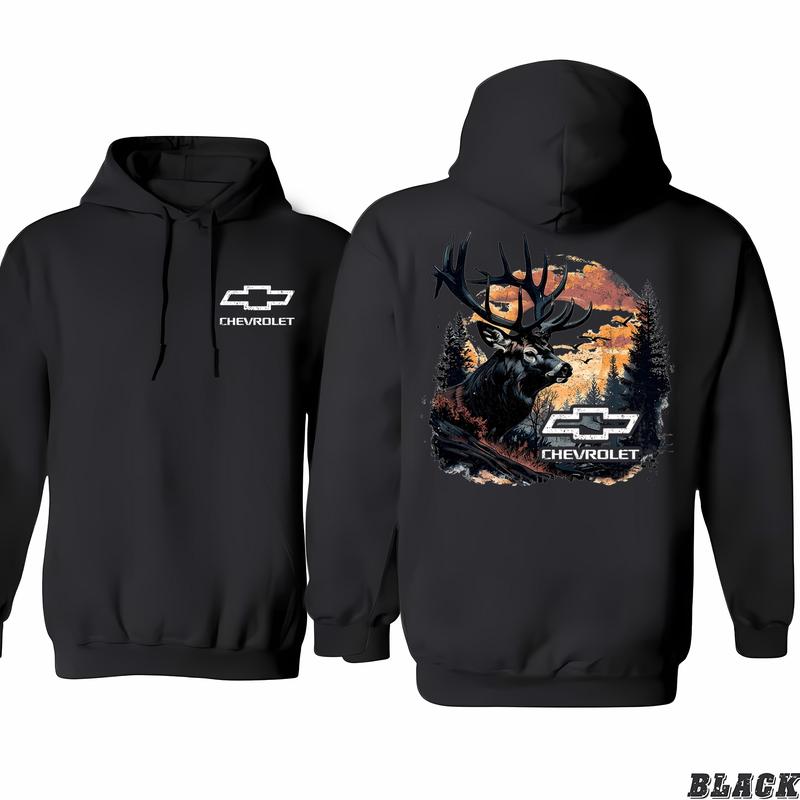 Chevrolet - Buck Wear Men's Chevy-camo Fill Deer Hoodie, Variety In Colors, Trendy Fashion Available, Classic Cotton, Menswear Unisex, Unisex