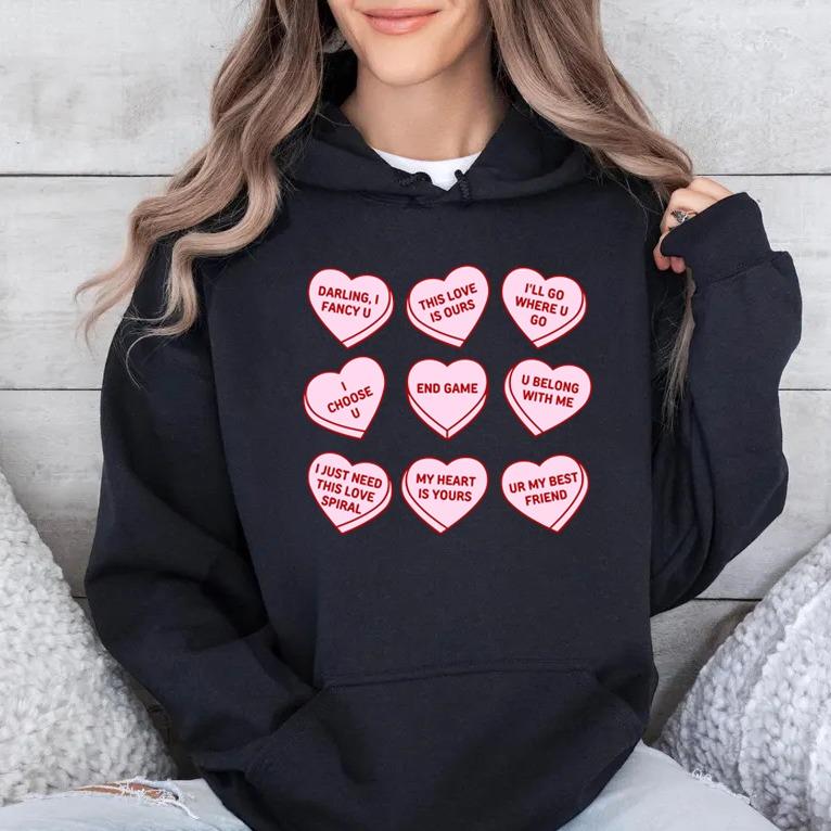 Love Lyrics TshirtSweatshirtHoodie, Conversation Heart, Valentine Heart Tshirt, Love Quotes Tee, Valentine 2025 Fan Shirt