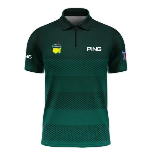 Ping Masters Tournament Dark Green Gradient Stripes Pattern Golf Sport Zipper Polo Shirt Style Class