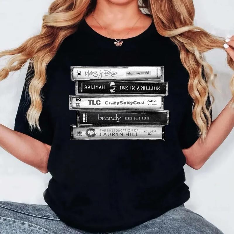 90s Female R&B Singers Tshirt Sweatshirt Hoodie, Rap Hip Hop Women Of The Nineties Music, Tape Cassette Stack, Unisex Sweater Pullover Tee
