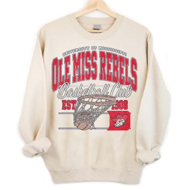 Ole Miss Rebels Vintage Basketball NCAA Sweatshirt - Tshirt - Hoodie, University of Mississippi Unisex Basketball NCAA Shirt, Unisex Vintage NCAA Shir