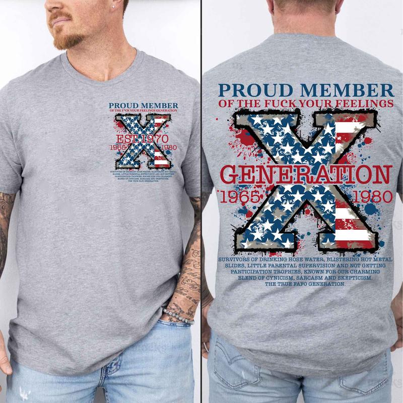 Custom Est.1970 GenX 2 Side Shirt, Vintage Generation Flag 1965-1980 Hoodies, FAFO GenX  Shirt, GenX Flag Cotton Shirt ,For Men, For Women