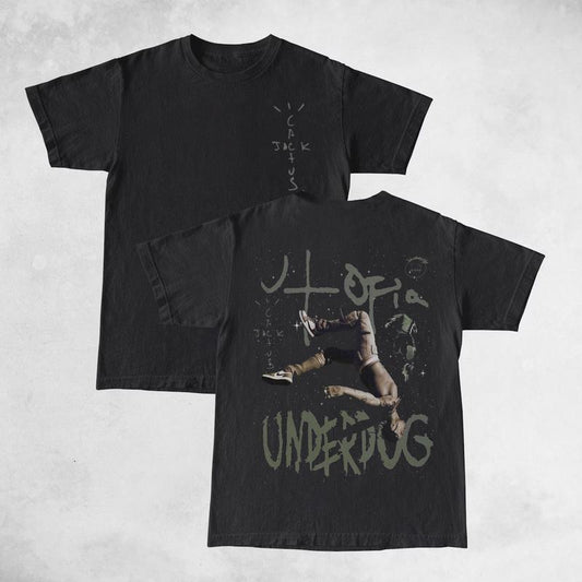 Travis Cactus Underdog Double Sides Front And Back Premium T-Shirt Cotton Unisex Shirt Rap Shirt Rapper Rap Tee Hiphop Shirt Music Tour Merch Gift for