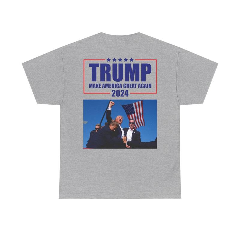 Make America Great Again - Trump 2024 - Trump Rally Shooter Tshirt - Trump You Missed - Trump Survived - USA Freedom - Donald J. Trump Unisex Heavy Cotton Tee