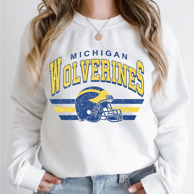 Michigan Wolverines Vintage Football NCAA Sweatshirt, Vintage The University Of Michigan Sweatshirt, Unisex Vintage Sweatshirt NCAA, Classic Sport Swe