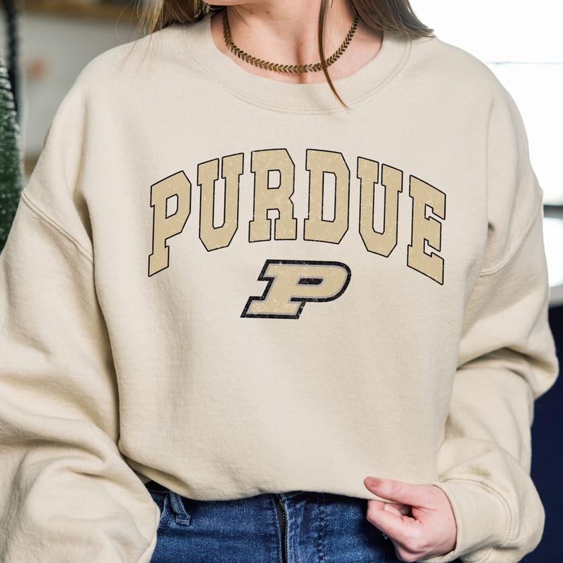 Purdue Boilermakers Vintage Football NCAA Trendy Sweatshirt, Purdue University Unisex Football NCAA Shirt, Gift For Men, Gift For Girls, Crewneck, Cot