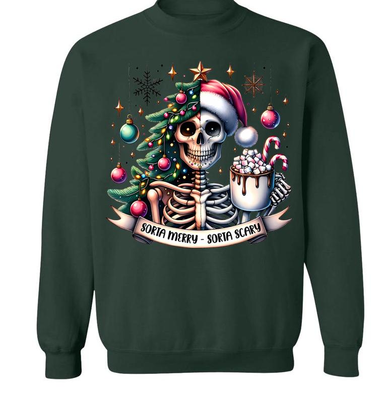 Sorta Merry Sorta Scary Sweater, Christmas Sweater, Skeleton Christmas Sweater, Christmas Shirt Sweater, Holiday Sublimation, Christmas Printing Sweater