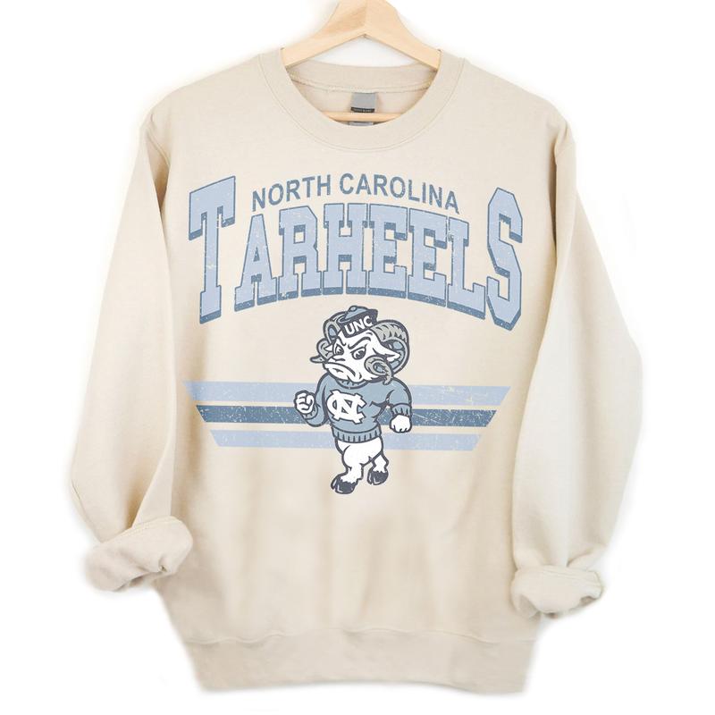 North Carolina Tar Heels Vintage NCAA Sweatshirt, Unisex Tar Heels Football Shirt, Classic Sport Hoodie Gift, Football Fans, Cotton T-Shirt, Hoodie